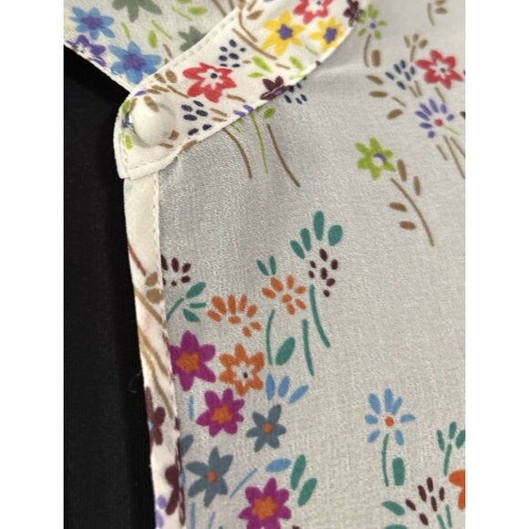 Cabi Cream Multicolor Floral Collared Sheer Sleeveless Top Tank Size Medium - Picture 4 of 7